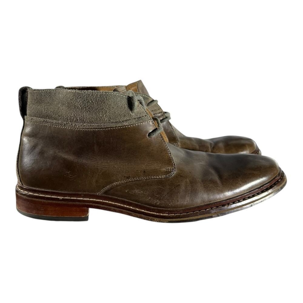 Cole Haan Chukka Boots Men's 11m Brown Leather Almond Toe Lace-Up Block Heel